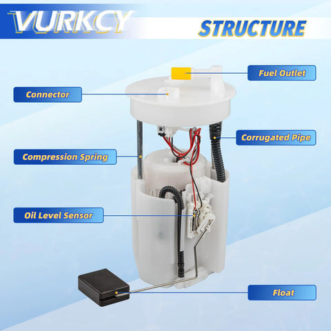 Diagram of Electric Fuel Pump Module With Sending Unit Compatible With 2009-2014 Acura TSX 2008-2012 Honda Accord And 2012 Honda Crosstour L4 2.4L Engine Replacement