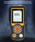 All In One Portable Durometer Hardness Tester With Color Screen ABS Hardness Meter HSD Scale 170HL To 960HL HT 1208 Displays Seven Hardness Scales Long Battery Life 40 Set Data Storage, front view