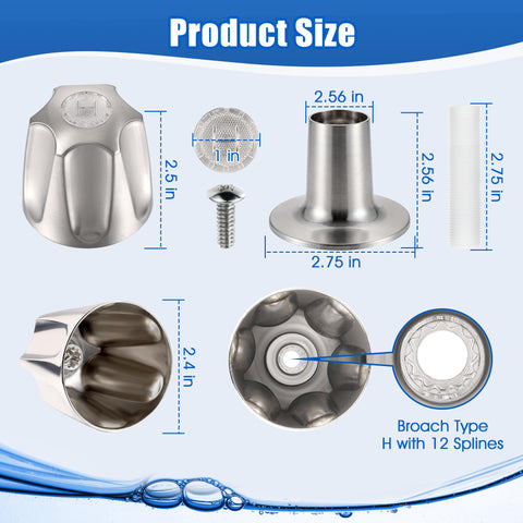 Two Piece Shower Knob Replacement Kit For Pfister Verve Tub And Shower Hot And Cold Handles dimensions illustration
