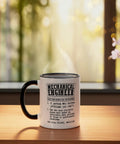 Mech Engineer Gift Mug With Funny Dictionary Definition Ceramic Coffee Cup for Engineers on wooden table.