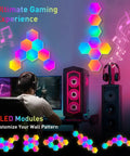 8 Pack Hexagon LED Wall Panels RGB Color Lights With App Control Music Sync And Remote for DIY Bedroom Decor in Game Room