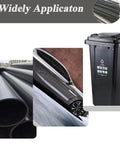 Black Polypropylene Plastic Welding Rods, 9.8 Inch Long, Ideal For Car Bumper Repairs, Kayaks, Plastic Furniture, Toys And Water Tanks, Great For Hot Air Welder Machines, Durable, Non Toxic, Corrosion Resistant, Easy To Use - Application examples including black trash bin and car side view