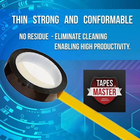 Three Eighths Inch By Thirty Six Yards Five Mil Kapton Tape Polyimide High Temperature Heat Resistant Tape With Silicone Adhesive