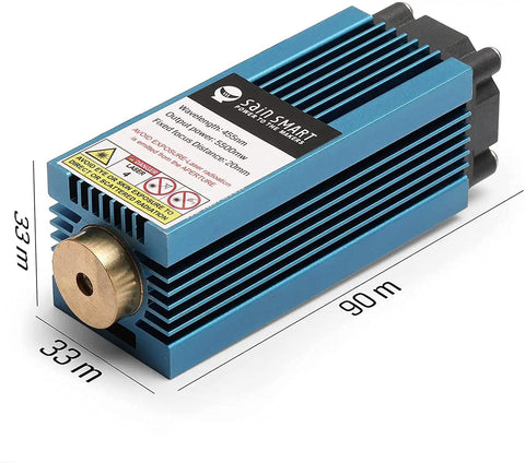 5.5W Fixed Focus Laser Module Kit For CNC Router Machines Engraving And Cutting, blue aluminum body, 90mm length, 33mm width