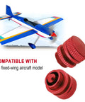 Aluminum Fuel Dot For Gas Or Glow RC Planes, Phi4 By Phi12 Size, 8.8mm Thread, red connectors shown with RC plane.