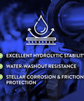 Image showing benefits of Copper Anti Seize Paste For High Temp Assembly Lube On Threaded Fasteners And Fittings Heavy Duty High Performance Anti Rust Lubricant In A One Pound Jar Six Pack, excellent hydrolytic stability, water-washout resistance, and corrosion protection.