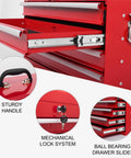 4-Drawer Heavy Duty Metal Tool Chest with ball bearing slides, sturdy handle, and lock system for garage workshop