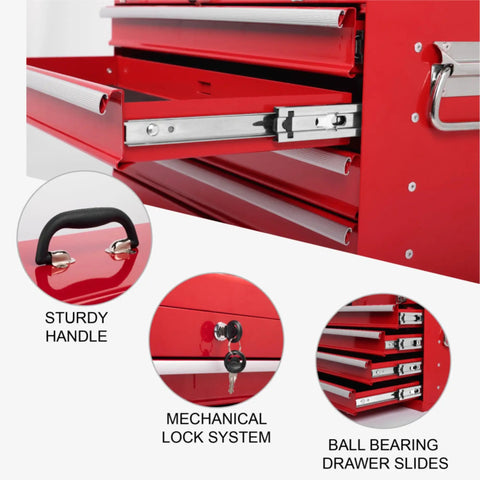 4-Drawer Heavy Duty Metal Tool Chest with ball bearing slides, sturdy handle, and lock system for garage workshop