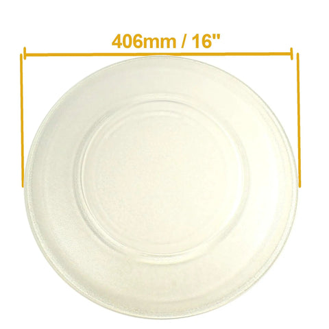 16 Inch Glass Microwave Turntable Tray Replacement for GE Ovens WB49X10189 67001668 shown with 406mm diameter