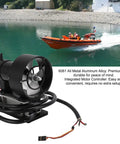 Underwater Thruster For Kayaks And RC Boats With 12 To 25.2V Brushless Motor And 11.3 Kg Thrust next to a speeding boat