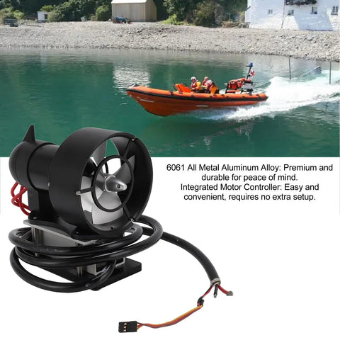 Hard Hitting RC Boat Thruster With 11Kg Thrust, 4 Blade Aluminum Alloy Prop with integrated motor and controller
