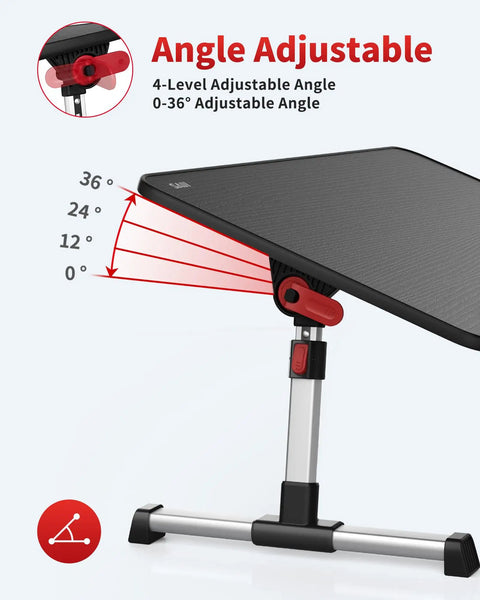 Adjustable Laptop Desk Table With Foldable Legs Portable Lap Desk For Sofa Bed Or Floor showing angle adjustment settings