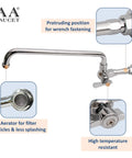 Wall Mount Commercial Manual Wok Range Faucet With 14 Inch Swing Spout, Brass Construction Chrome Polished, NSF Approved