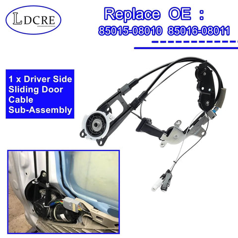 Driver Side Power Sliding Door Cable Sub Assembly With Motor Bracket For Toyota Sienna 2011-2020 Replacement Direct Fit OE 85016-08011 And 85015-08010 Durable High-Quality Materials For Easy Installation And Long-Term Reliable Performance In Daily Use.