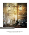Suspended Four-Tier Crystal Chandelier In Matte Black, Modern 3-Light Pendant In Cozy Café Setting, Sparkling Luxurious Look