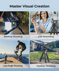 Pro Grade Carbon Fiber Tabletop Tripod Kit with 17 Inch Compact Design for versatile shooting scenarios including desktop, live, and outdoor use.