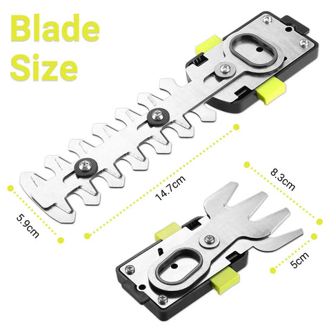 Lightweight Cordless Grass Shear That Handles Like A Charm And Cuts Thick Shrubs Like Butter While Working Hard As A Smooth Hedge Trimmer With A Flip Pivot Head Plus An 8V Power Pack And Cable For Zero Hassle Yard Chores blade size, 14.7cm length, 5.9cm width
