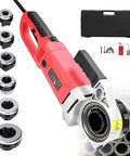 Badass 2300W Electric Pipe Threader Portable Plumbing Workhorse High Torque with six replaceable dies and carrying case.