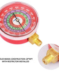 Refrigeration Pressure Gauge Kit With Dual Blue Dial And Red Dial, 2 3/4 Inch Dial, 1/8 Inch NPT Lower Mount, -30InHg To 0-250 PSI And 0-800 PSI Range, For R404A R22 R410A Servicing, For Easy Field Or Shop Use, brass 1/8 NPT mount