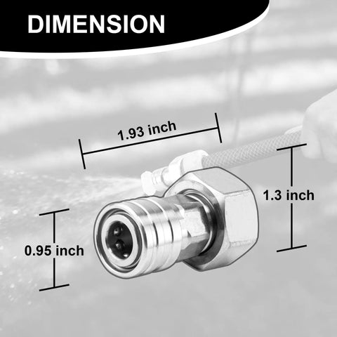 Garden Hose To Quarter Inch Quick Connect Adapter From Three Quarter Inch GHT To Quick Connect For Pressure Washer dimensions shown