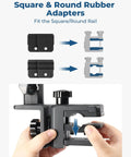 Built Tough Aluminum American Flag Pole Kit with 360 Degree Swivel Mount showing square and round rubber adapters for rail fit.