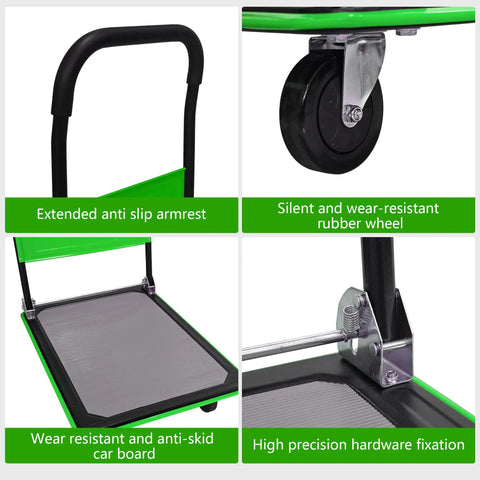 Heavy Duty Folding Platform Cart 330 Lbs Capacity Alloy Steel Hand Truck With Smooth Rolling Swivel Casters For Moving Warehouse Tasks And No Sweat Daily Hauling