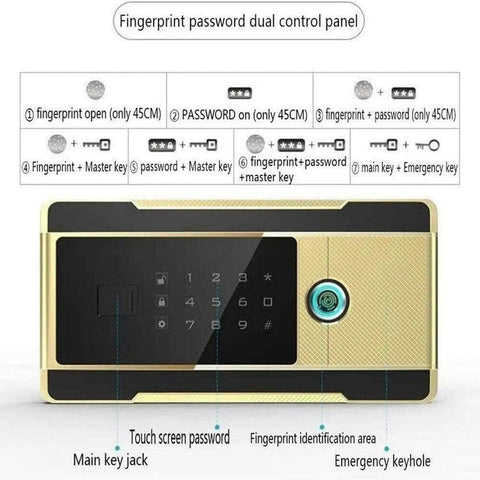 Fingerprint password dual control panel on Heavy Duty Home Security Box Safe Built Tough As Nails From Microcarbon Alloy Steel