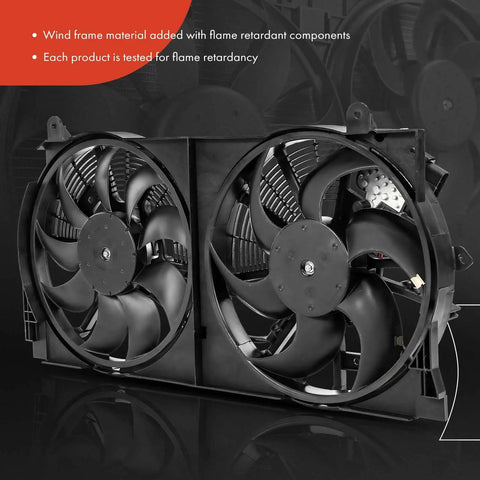 Nissan Leaf Ev BeV Radiator Cooling Fan Assembly 2013 To 2022 Direct Oem Replacement with dual fan shroud and flame retardant features.