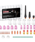 All-In-One 50-Piece TIG Welding Torch Accessories Kit With Alumina Nozzle, Stubby Gas Lens, Glass Cup For WP-17, WP-18, WP-26 Torches