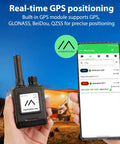 Heavy Duty Long Range LoRa Transceiver With Integrated Gps And Esp32S3 Chip Features 1Point54Inch Electronic Paper Display held outdoors.
