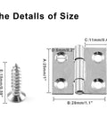 Straight Up Premium Stainless Steel Folding Butt Hinges For Cabinets, showing size details and included mounting screw.