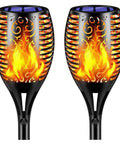 Two Pack 33 Inch Solar Tiki Torches With 96 LED Flickering Flame Waterproof Outdoor Lights for Garden Yard Pathway and Holiday Decor