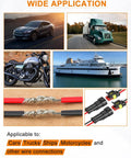 Waterproof 2 Pin Automotive Wiring Connector Kit with 16 AWG wires, heat shrink, shown for cars, trucks, boats, IP68 seal.