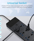 High Power 3000W USB Power Strip With Four USB Ports Including One USB C 6Ft Heavy Duty Extension Cord showing universal outlets