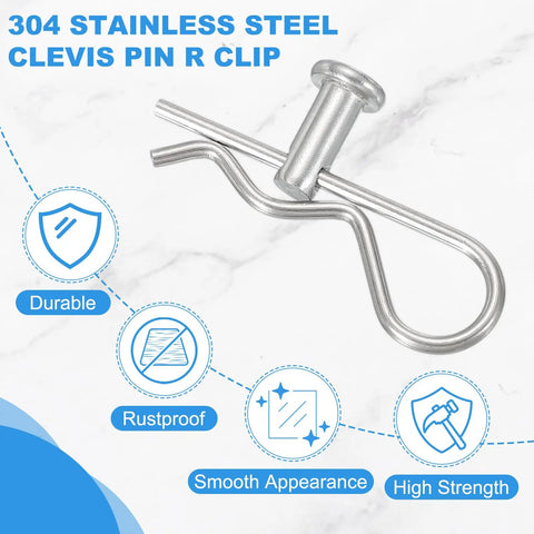 R Shaped Spring Cotter Pin Clevis Clip M5x30mm Single Hole Stainless 304 Steel For Automotive Cars Trucks Mowers Tractors And More