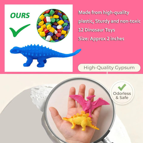 12 Pack Dinosaur Egg Dig Kit For Kids Aged 4 to 12, Excavate Realistic Dino Eggs, Science Experiments And Dino Toys For Boys And Girls 3 4 5 6 7 8 9 10 Year Olds, Family Bonding And Team Play, 2-inch gypsum eggs