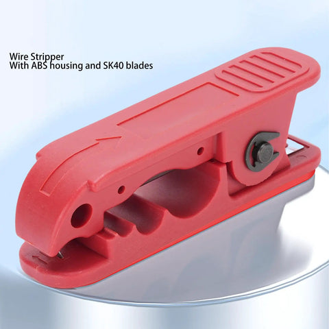 Lvifloae Wire Stripper Machine With Accurate Crimping 360 Degree Rotation Cutting Tool For Scrap Electrical Cable Network Connections Professional Grade Precision Work, red plastic wire stripper with SK40 blades.