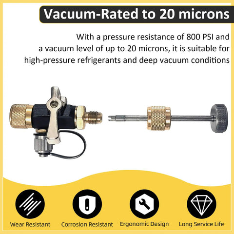 Quarter Inch Mega Flow Valve Core Removal Tool Pro Grade Vacuum Rated To Twenty Microns With Magnetic Hanger for HVACR
