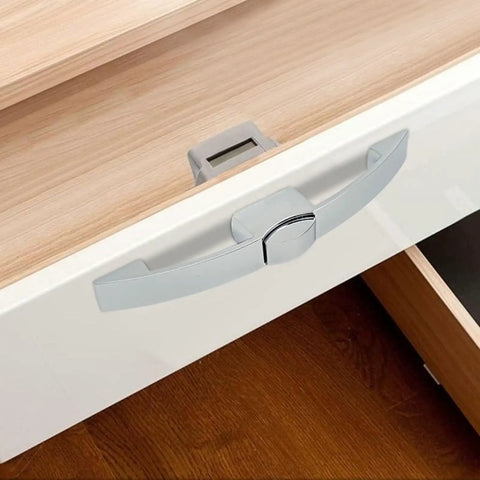 Drawer with metallic handle from Rugged Cabinet Push Handles And Drawer Latches Kit For Furniture Wardrobe Pulls Closet Door Locks Hardware