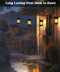 Outdoor Solar Lanterns 2 Pack Hanging Lights For Garden Pathway Patio Waterproof Vintage Bronze Design With Cozy Warm Lights Ideal Yard Beach Pavilion Table Decor glowing on porch at dusk
