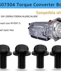 Beefed Up Torque Converter Bolt Kit For GM Transmissions Compatible With 4L60E 4L65E 4L70E 4L80E 700R4 200-4R 3L80 4T60E 4T65E M10 1.5x16 Flange Bolts Hardened For Chevy GM LS Vortec Auto Trans Parts, black hex flange bolts shown with GM transmission