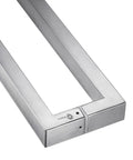 18 Inch Solid Standoffs Built Tough Heavy Duty Commercial Grade 304 Stainless Steel Push Pull Door Handle for Glass and Barn Doors with a Full Brushed Finish close-up
