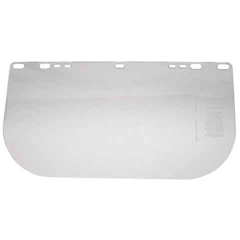 Faceshield Window For Safety Headgear, Universal Pin Mount, Clear PETG Shield, 15.5 In Wide By 8 In High, 0.04 In Thick