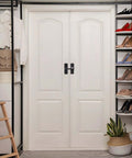 2 Pack Heavy Duty 180 Degree Barn Door Lock Hardware With Thickened Flip Latches for Sliding Barn Doors in matte black finish