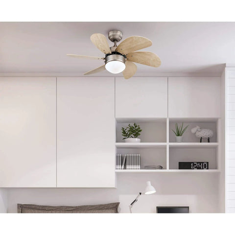 Turbo Swirl Indoor Ceiling Fan With Light 30 Inch Antique Brass Finish Walnut Blades LED Bulb Included Down Rod Only Installation