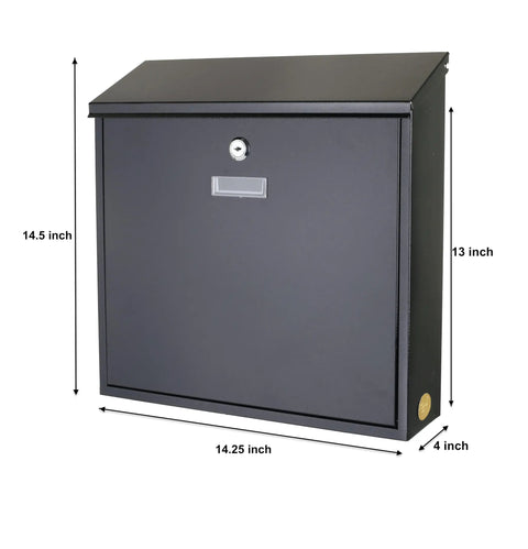 Sturdy Steel Metal Mailbox For Home And Office Wall Mount Drop Box With Wide Slot Lockable Mail Hatch 2 Keys Included Black Finish