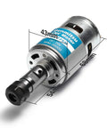 High Power CNC Spindle Motor 20000 RPM For 3018 Router 24V DC With 5mm ER11 Collet Set Noise Suppression PCB dimensions shown