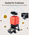 Top Tier Automatic Dog Feeder For Large Breeds With 14 Liter Capacity And Anti Blockage Design features color-changing desiccant indicator.