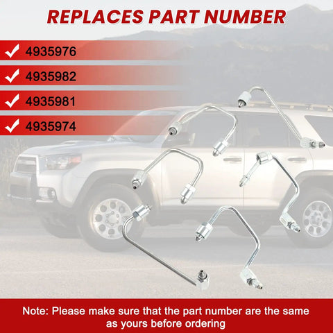 High Performance 6 Piece Fuel Injection Lines For Dodge Cummins Diesel Replace 4935976 4935982 4935981 on truck image