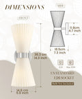 Dimensions of HWH Wall Sconces Set of 2, Indoor Up Down Wall Light, 5HZG97B-2W-2PK BN, shown from front and side views.
